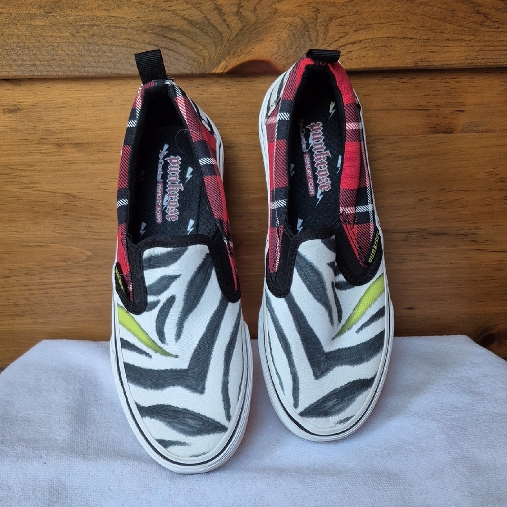 Punkrose Plaid & Animal Print Sneaker Size 5
